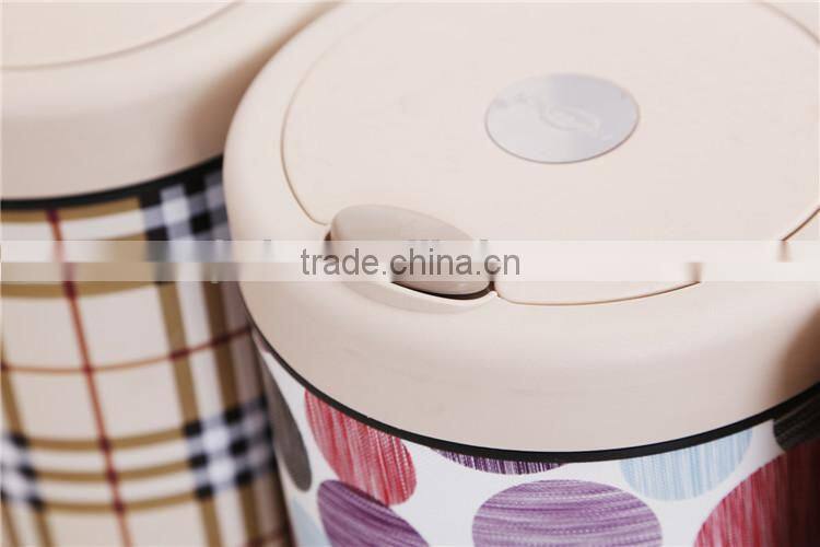 Plastic Open Top Structure Flip Round Trash Can Dustbin Trash Bin 10L