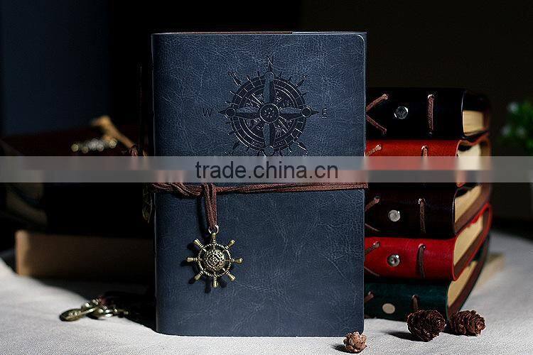 Classic Vintage 80 page kraft paper Blank spiral Loose Leaf Notebook PU Cover