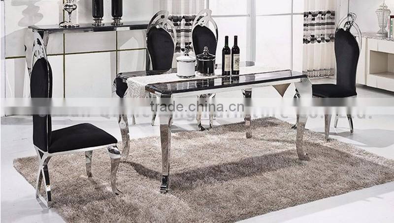 simple stainless steel 4 legs dining table set