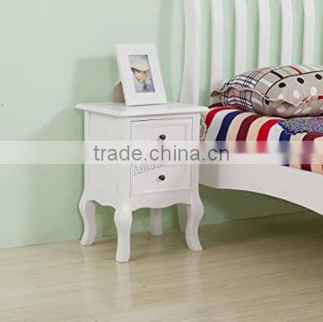 Set of Two Small Traditional Style Bedside Table in White