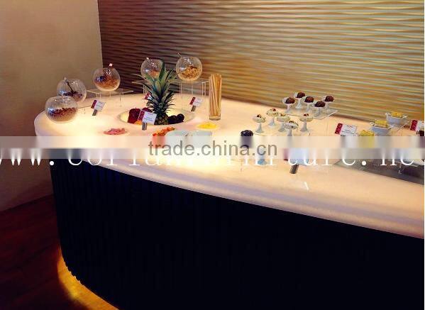 2016 new design acrylic solid surface built hotel buffet table