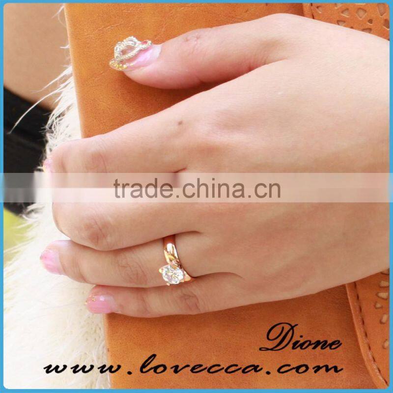 Love Couple rose gold plating stainless steel wedding rings with crystal drill