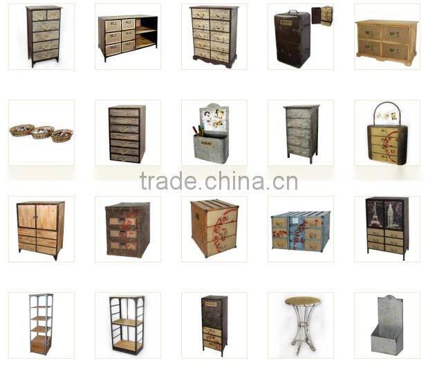 Storage cabinet with metal and wood material