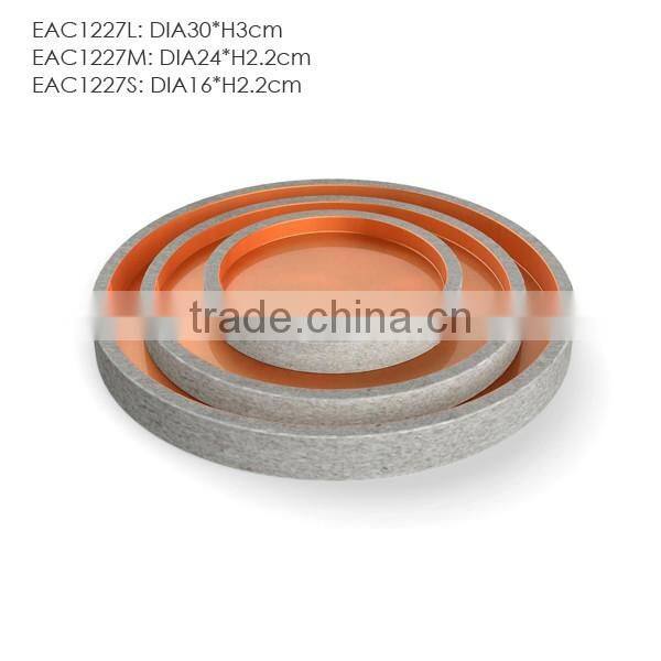 3-piece color painting cement round jewelry tray