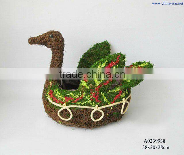 outdoor decoration swan rattan planter
