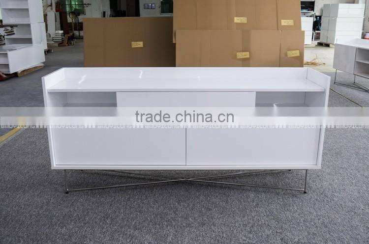 NEW Cross Metal Legs Simple White Dining Storage Cabinet H-829