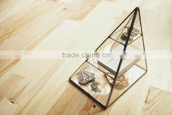 Geometric Stained Glass Display Pyramid Jewelry Box