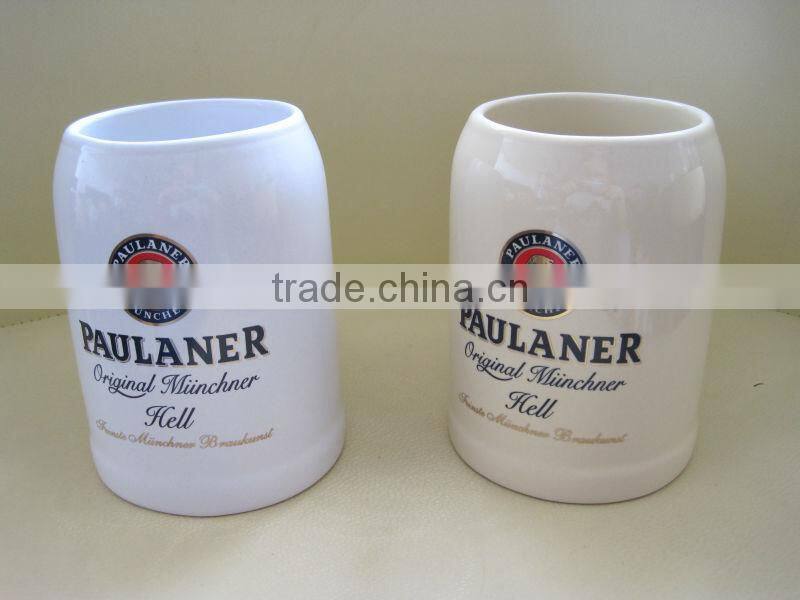 2015 Wholesale Logo Printed Ceramic Beer Mug