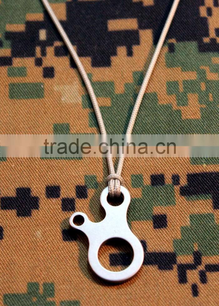 Outdoor Emergency Survival Stainless Steel 3 Hole Rope Knotting Buckle
