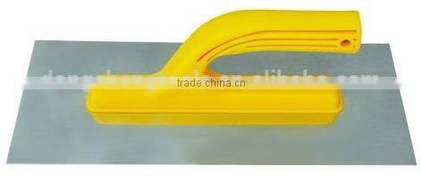 Carbon steel pointed trowel with wooden handle