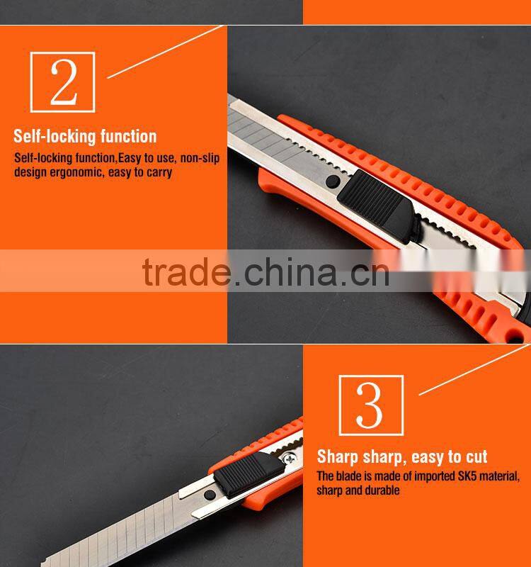 18MM Snap-Off Blade Cutter with Auto Lock & Metal Chamber Plastic Cutter Knife