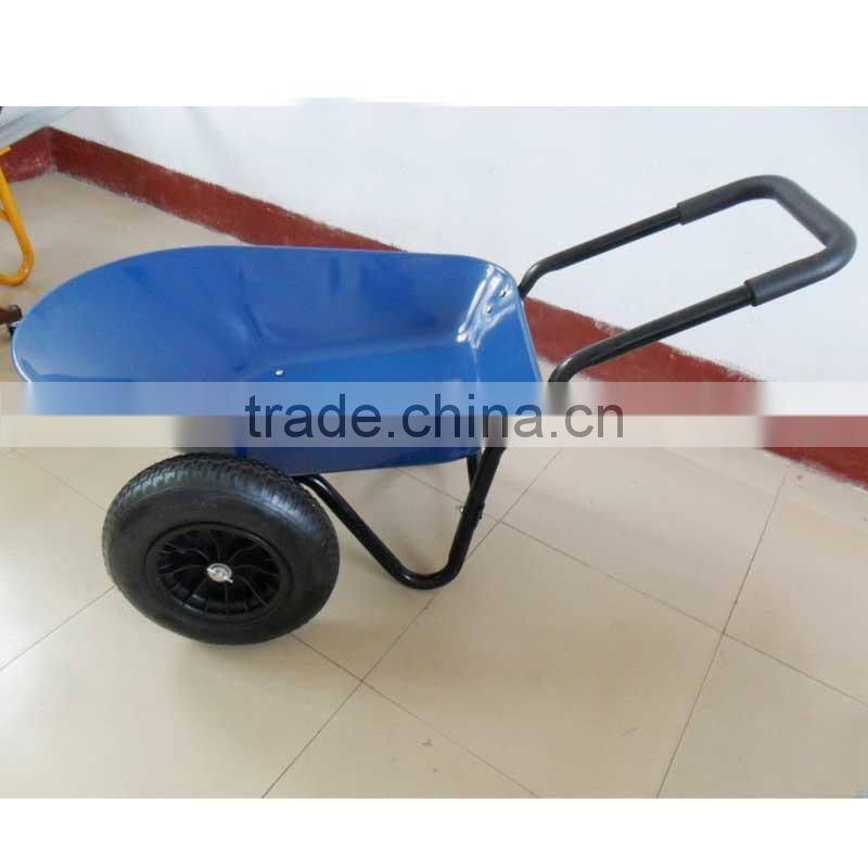 5 Cubic Feet Metal Tray Garden Wheelbarrow with Double Wheels