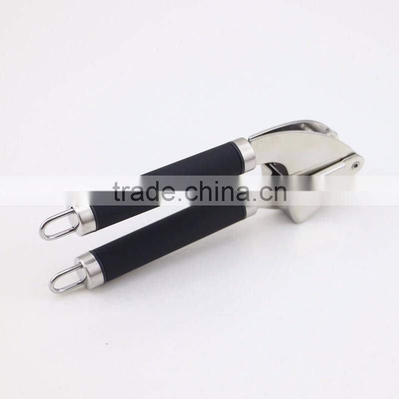Hot Sale Rubber Handle Stainless Steel Garlic Press with Garlic Peeler