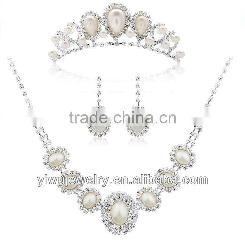 Fashion Rhinestone Crystal Wedding Decoration Pearl Wedding Jewelry Set
