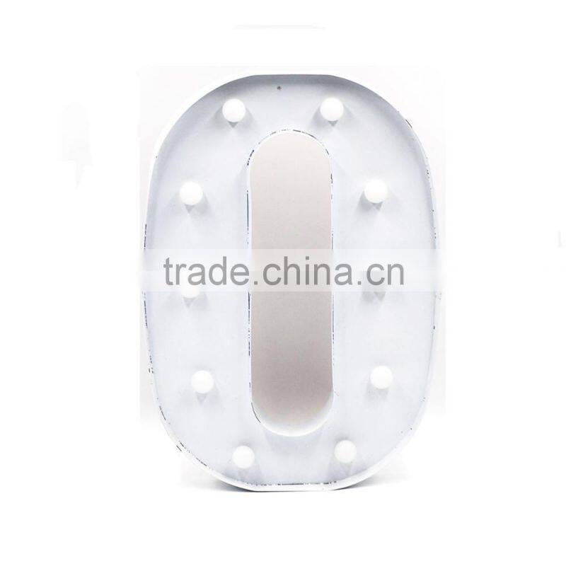Lovely white O shape metal home decoration battery alphabet led letter light