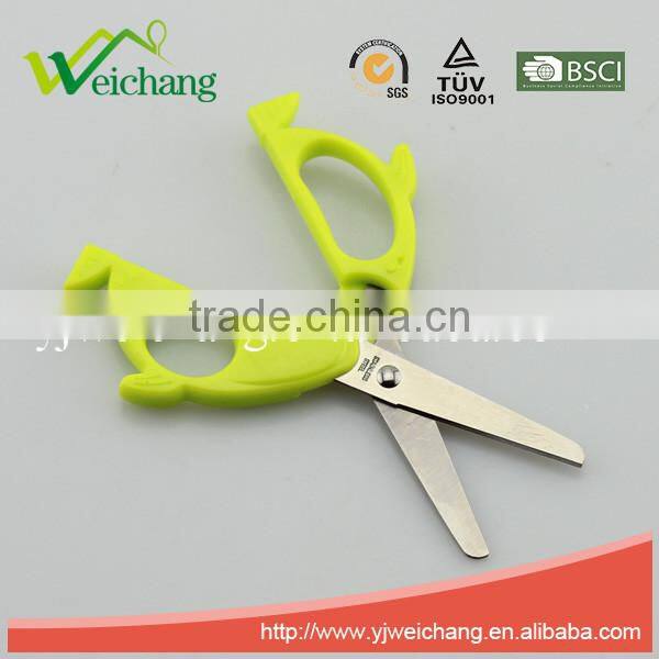 WCSC215 premium novelty wholesale soft handle colorful school children plastic scissors fish shape funny shape New Handle Design