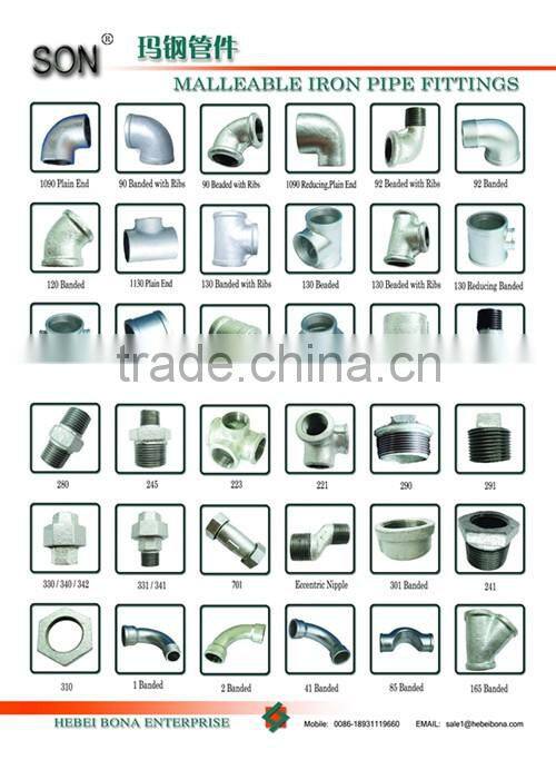 Malleable iron material waterline pipe fittings