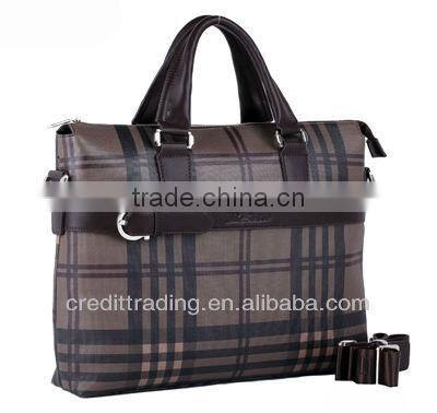 Good Quality Mens PU Leather Briefcase With Checks