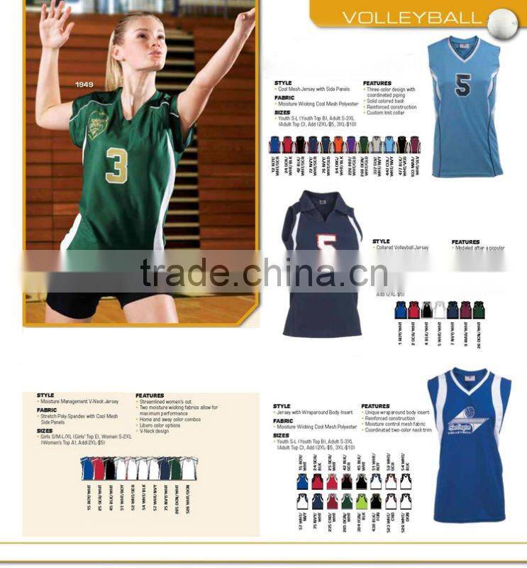 Polyester fiber custom women's volleyball uniform