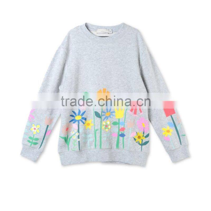 Grey Graphic Flowers Betty Sweatshirt Kid Clothing Wholesle Childern Wear HSs5141