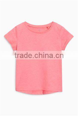 2017 hot sales children girls o-neck short sleeve T-shirt pure color