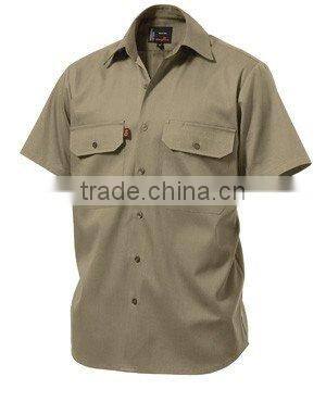 Short Sleeve Closed Front Cotton Drill Shirt