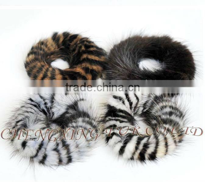 CX-E-11 Assorted Color Mink Fur Elastic Adult Hair Accessories