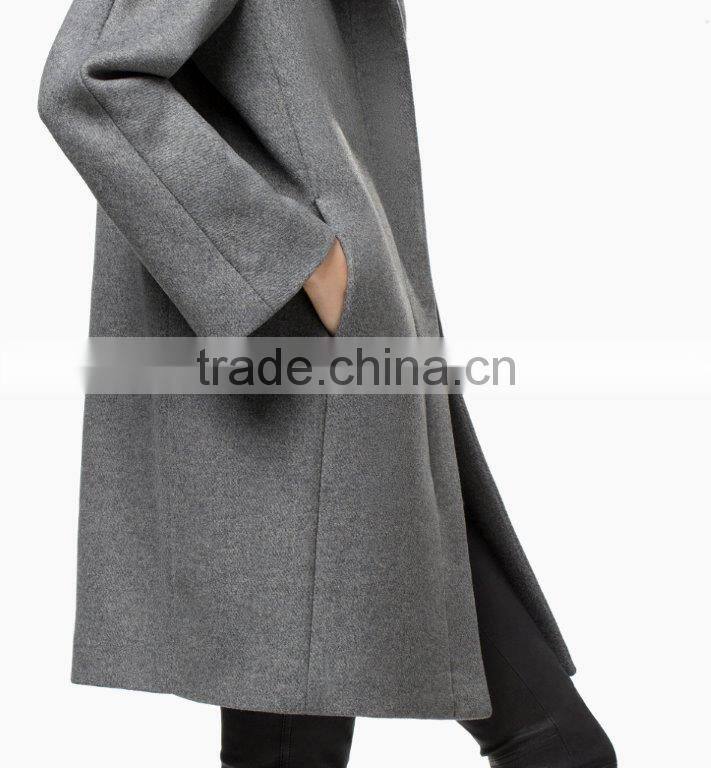 grey color stylish design lady coat