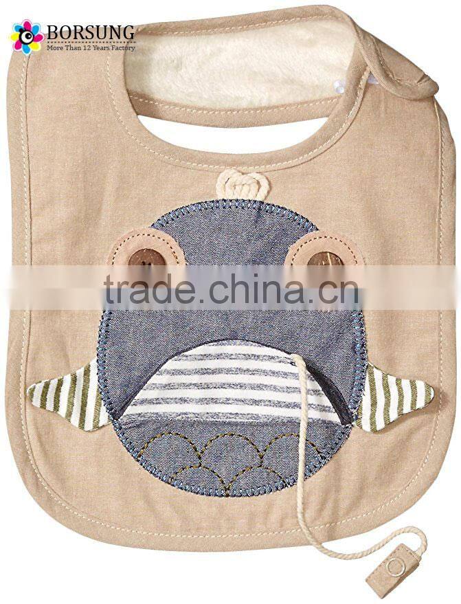 New product boutique cute custom fabric embroidery cotton baby bandana bibs