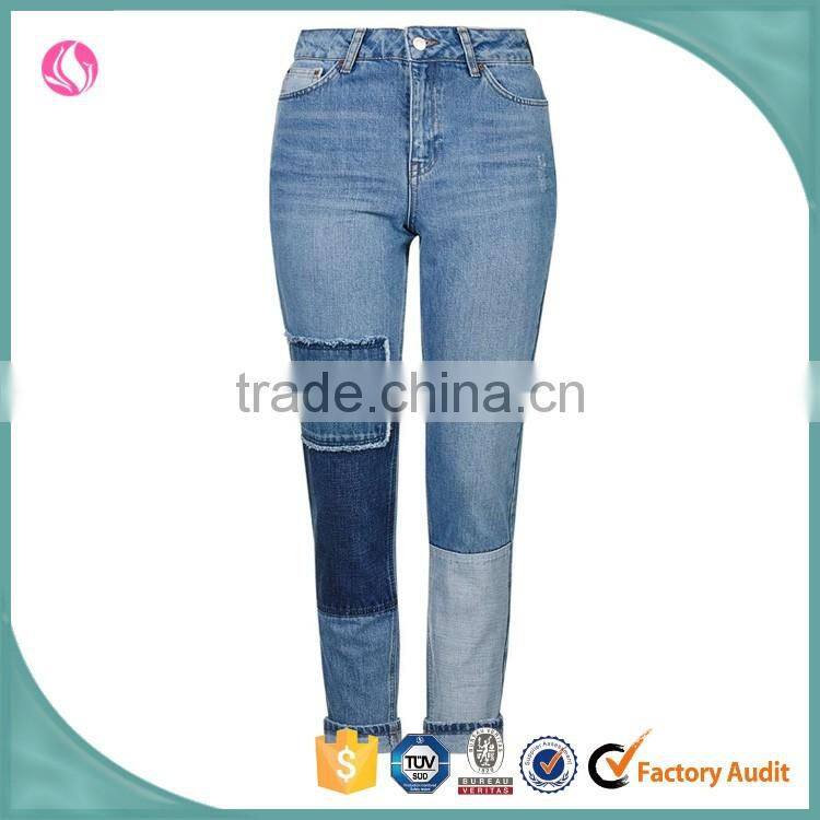 Latest new model patch work jeans denim jeans pants for girl