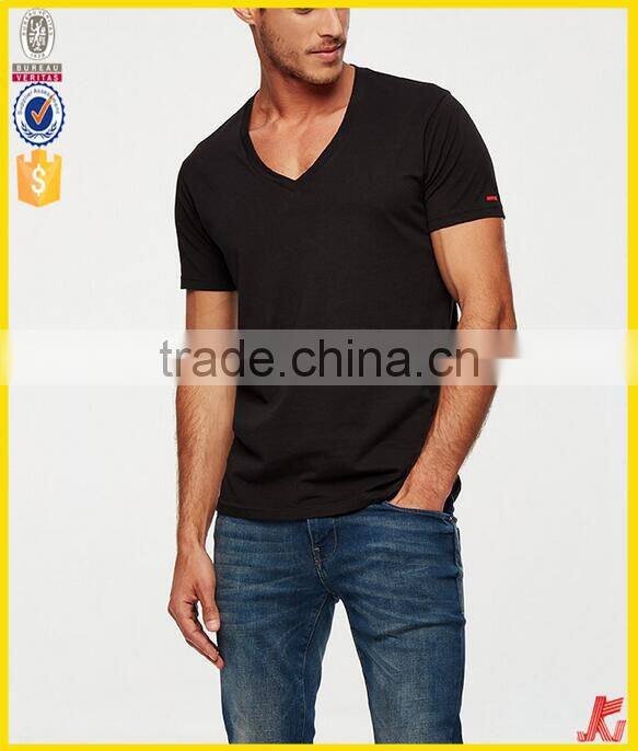Cheapest good quality V-neck men's plain cotton t shirt