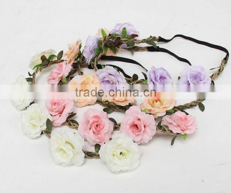 F20074N Wholesale artificial flower garland hair accessory