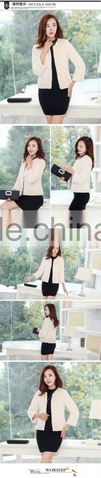 factory sale winter women white faux rabbit fur coat from china