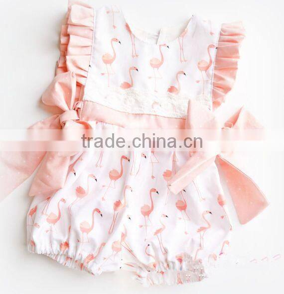 Baby Girls Flamingo Romper Toddler Girls Bubble Playsuit
