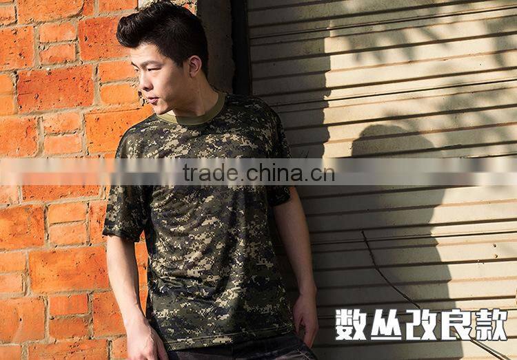 2016 Wholesale Men Camouflage dryfit breathable T-shirt Men Army Tactical Combat T Shirt Military Sport Camo Camp Mens T Shirts