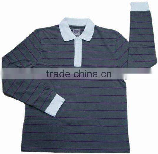 long sleeve printed stripe polos for men