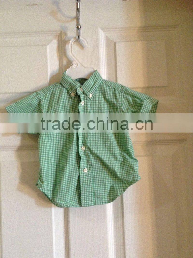 Polo Shirt Infant Green White Plaid Gentleman Clothes