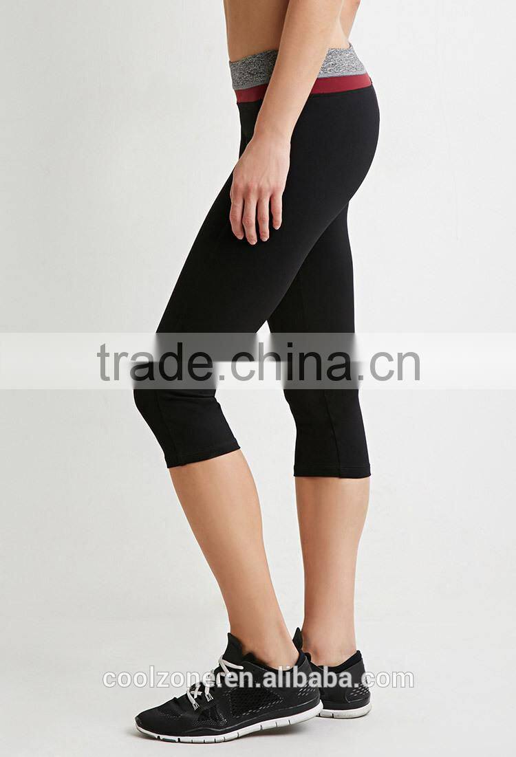 Stylishly colorblocked waist stretch knit yoga pants women