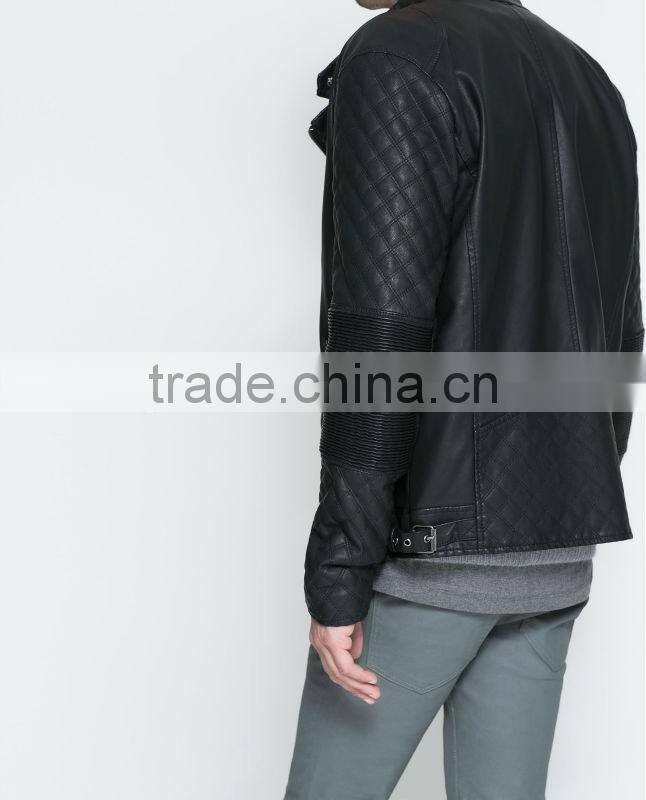 Wholesale new directions black biker jacket with elbow patches for men