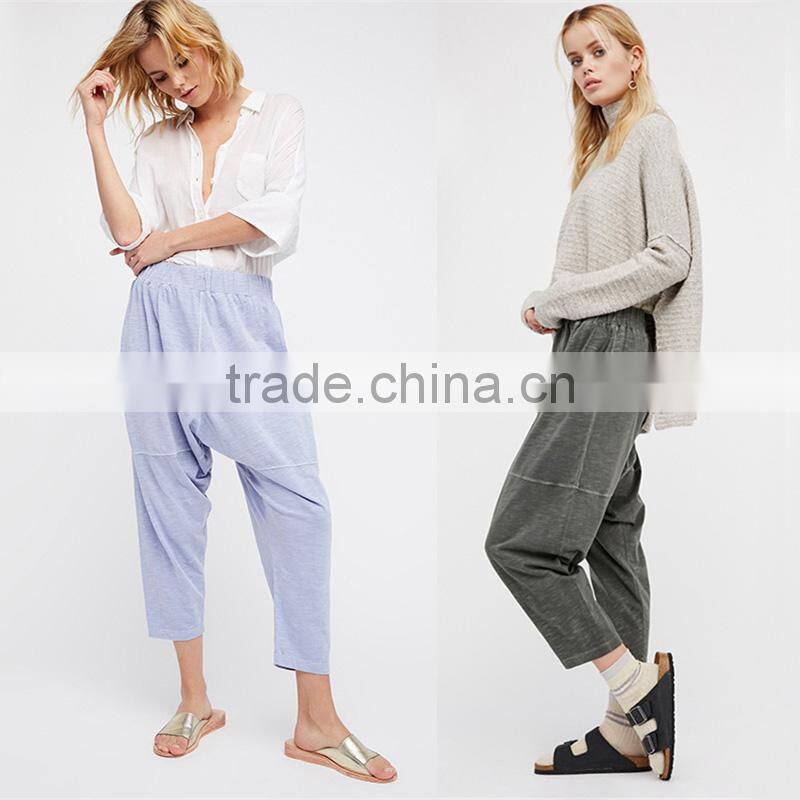 Comfy all cotton drop crotch fit easy drawstring waist womens harem pants