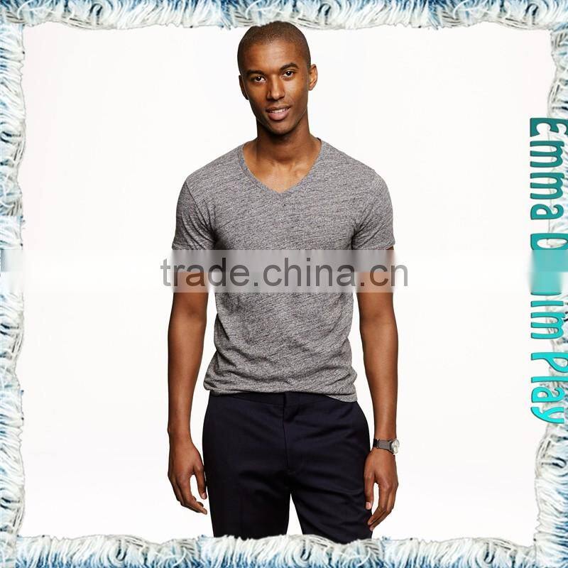 New Style Mens Best Organic Grey Cotton Muscle Fit V Neck T-Shirts Tops Apparel Suppliers