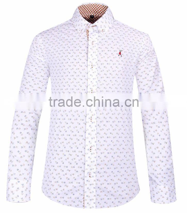 2017 Contrast collar and cuff slim fit mens shirt