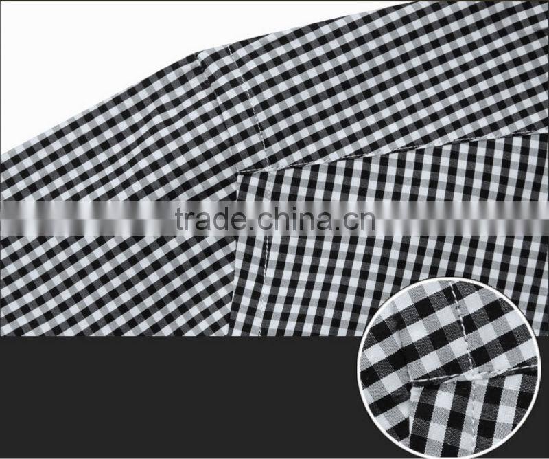 100% cotton yarn dye new trendy contrast collar slim classic business design men's yarn dye checked long sleeve dress shirt