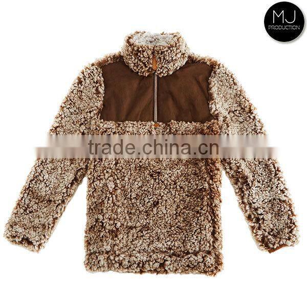 FACTORY wholesale personalized frosted tip 1/4 zip monogrammed sherpa pullover kid clothes