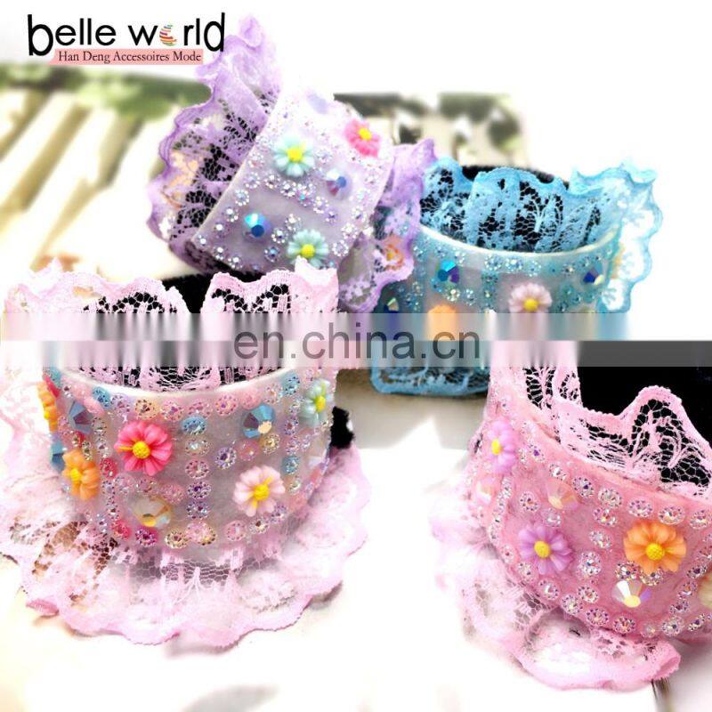 New style Nylon lace flat back rhinestones flower Hair Bun Maker magic buns hair