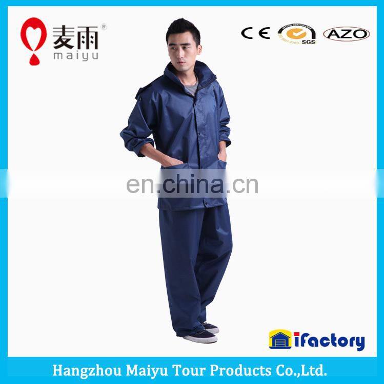 durable adult waterproof plastic pant blue rain jackets