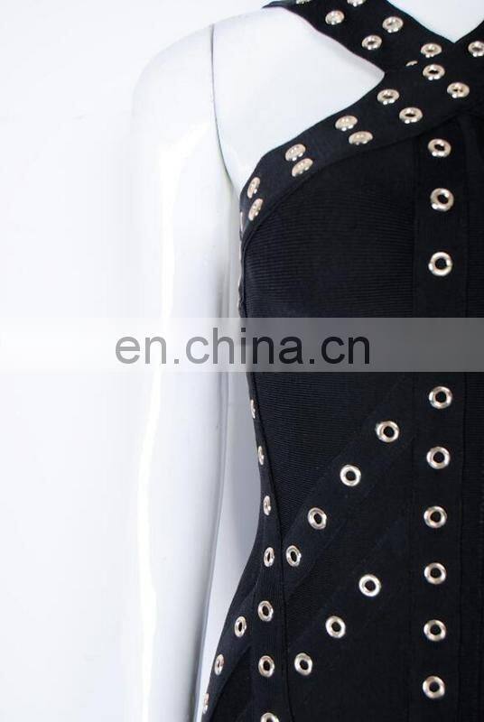 Amigo 2017 new style sexy cross strap tassel bandage dress midi eyelet beaded evening dresses for women club wear