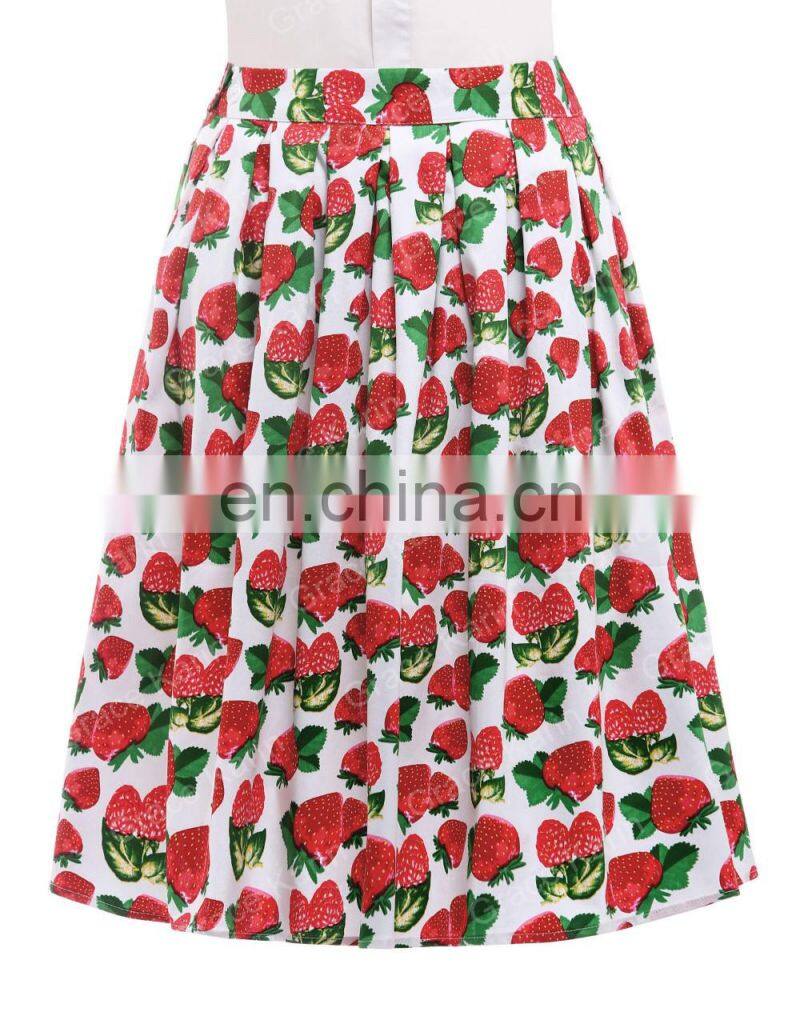 19 Colors ! Grace Karin Colorful Cheap Occident Short Retro Vintage Cotton 50s Drawberry Print Skirt CL6294-17#