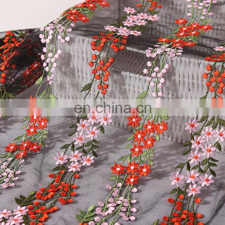 2017 popular fashion embroidery flower dress making lace fabric HX-014