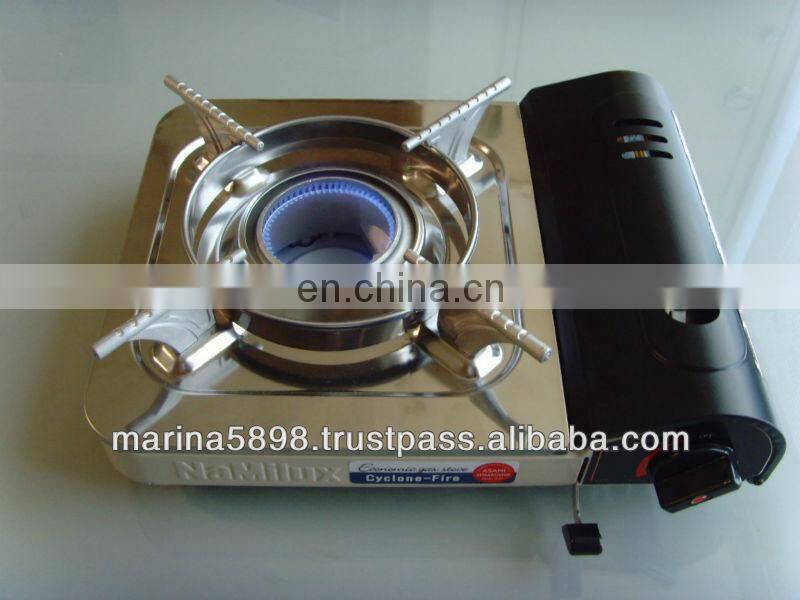 Portable gas stove TL-172 (Cyclone burner head) stainless steel soup tray / Plastic case / 220g butane gas stove /